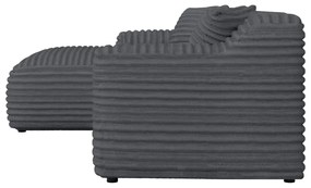 Tmavosivá menčestrová rohová pohovka (ľavý roh/s leňoškou) Martin – Ropez