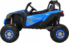 Ramiz Detská batériová bugina UTV-MX Modrá + pohon 4x4 + diaľkové ovládanie + LED audio + úložný priestor + EVA + pomalý štart