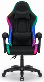 Herné kreslo HC-1000 Black LED RGB látkové