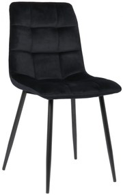 Jedálenská stolička Tilde ~ zamat, kovové nohy čierne - Čierna