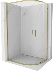 Mexen Exo, polkruhový posuvný sprchový kút 120 x 90 cm, číre sklo, zlatá, 8132-120-090-50-00