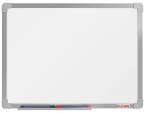 Biela magnetická popisovacia tabuľa boardOK, 600 x 450 mm, hnedý rám