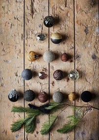 MADAM STOLTZ Trblietavá vianočná ozdoba Black/Silver