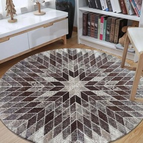 Béžový okrúhly koberec so zaujímavým vzorom Šírka: 120 cm