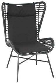 Kreslo s podnožkou HWC-G17b, polyratan - antracit, vankúš antracit