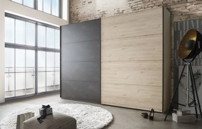 Šatníková skriňa Brüssel, 250 cm, kamenný dub/šedá