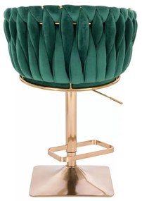 LuxuryForm DESIGN Barová stolička NORDEN VELUR na zlatej hranatej podstave - zelená