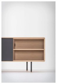 TV stolík z dubového dreva v čierno-prírodnej farbe 180x64 cm Fina – Gazzda