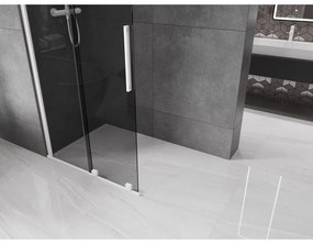 Mexen Velar, sprchová zástena s posuvnými dverami Walk-in 75 x 200 cm, 8mm šedé sklo, biela matná, 871-075-000-43-20