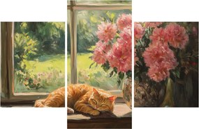 Obraz - Mačka na okne (90x60 cm)