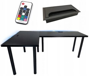 Písací Stôl Roh. Top Čierna 180x120x2,8 Model 2