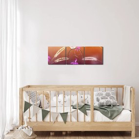 Obraz - Ružový motýľ (s hodinami) (90x30 cm)