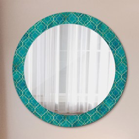 Okrúhle ozdobné zrkadlo Zelené a zlaté zloženie fi 70 cm