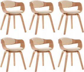 vidaXL Stolové stoličky, 6 ks, ohýbané drevo a umelá koža