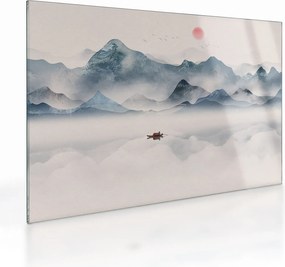 Sklenený obraz - Údolie modrých hôr (70x50 cm)