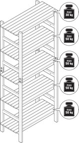 Outdoorový regál s policami s individuálne nastaviteľnou polohou