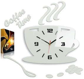 Nástenné hodiny Coffee biele