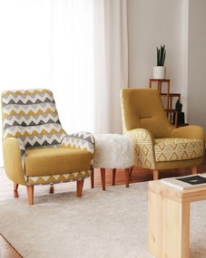 Křeslo Zikzak žluté/vícebarevné