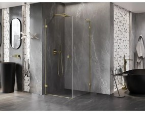 Mexen Lunar-B L sklápací sprchový kút ľavý 80 x 80 cm, číre sklo, zlatá matná, 832L-080-080-55-00-L