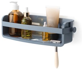 Modrá kúpeľňová polička z recyklovaného plastu bez vŕtania Flex – Umbra