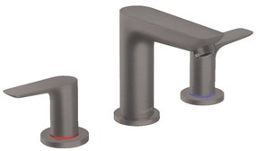 Hansgrohe Talis E, trojotvorová umývadlová batéria s odtokovou súpravou s ťahadlom, kefovaná čierna chrómová, HAN-71733340
