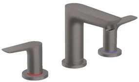 Hansgrohe Talis E, trojotvorová umývadlová batéria s odtokovou súpravou s ťahadlom, kefovaná čierna chrómová, HAN-71733340