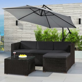 InternetovaZahrada - Záhradný ratanový set Punta Cana M - čierny/antracit podušky