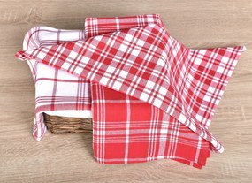 Bavlnené kuchynské utierky Karo červené 2056 45×70 cm – set 3 ks