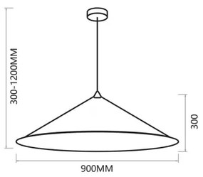 Luster na lanku FUJI 1xE27/60W/230V pr. 90 cm čierna/zlatá