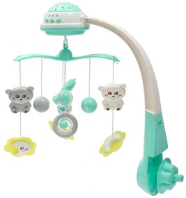 Kolotoč Baby Mix nad postieľku so svetelnýmprojektorom, zelený