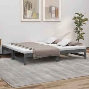Rozkladacia denná posteľ sivá 2x(75x190) cm borovicový masív 823421