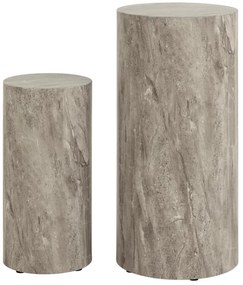Sada 2 ks odkládacích stolků DICE šedý mramor