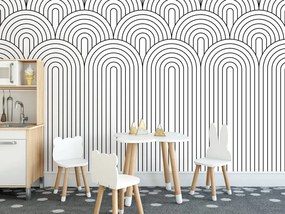 Tapeta čiernobiely vzor dúhy Mid-Century