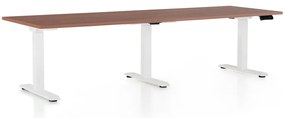 Výškovo nastaviteľný stôl OfficeTech Long, 240 x 80 cm, biela podnož, orech