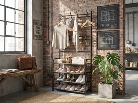 Vešiak s botníkom CLOTHORY 80x152 cm, čierny