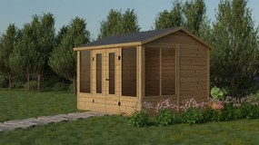 Drevený domček PAMPA so sedlovou strechou (3,2 × 3,2 m)