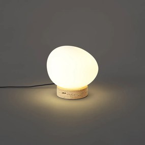 Japandi stolná lampa béžová s opálovým sklom - Sally
