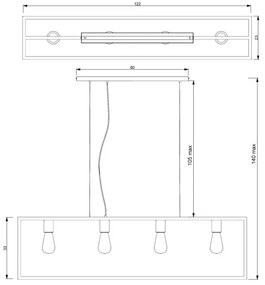 Luster na lanku FRAME 4xE27/60W/230V meď