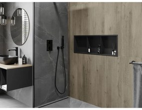 Mexen X-Wall-R, polička na zapustenie na obklad s golierom 90 x 30 cm, čierna matná, 1970903010S