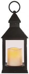 LED dekorácia – lampáš antik čierna blikajúca, 3x AAA, vnútorný, vintage, časovač