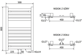 Mexen Uran vykurovacie teleso 800 x 500 mm, 359 W, biela, W105-0800-500-00-20