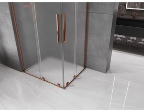 Mexen Velar L Duo, sprchový kút s posuvnými dverami 100 x 90 cm, 8mm sklo námraza, ružové zlato, 871-100-090-02-33-60