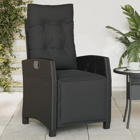Sklápacia záhradná stolička s podnožkou čierna polyratan 365233