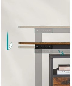 Výškovo nastaviteľný písací stôl SOLEA-X hnedá/čierna