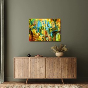 Sklenený obraz - Architektúra, kubistická abstrakcia (70x50 cm)