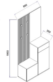 Predsieňová stena Simple, dub artisan/biela
