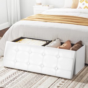 Dekorstudio Úložná taburetka LSF702V1 110x38x38 cm z ekokože – biela