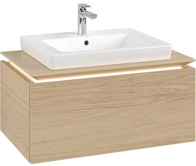 VILLEROY &amp; BOCH Legato závesná skrinka pod umývadlo (umývadlo v strede), 1 zásuvka, s LED osvetlením, 800 x 500 x 380 mm, Nordic Oak, B678L0VJ