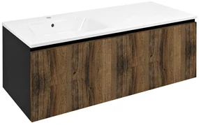 Sapho Sapho, LOREA skrinka s umývadlom 121x46x51,5cm (90+30cm), ľavá, dub collingwood/čierna matná, LE090-1935-L-03