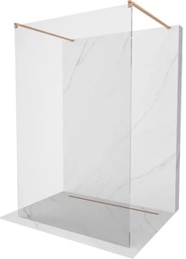 Mexen Kioto, sprchová zástena Walk-In 150 x 200 cm, 8mm číre sklo, medený matný profil, 800-150-002-65-00